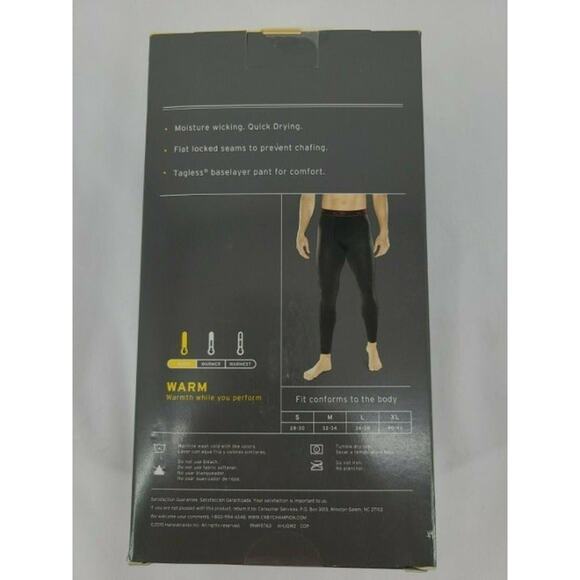C9 Champion Baselayer Mens Size Large Pants Black Stretch Dry Wick Long Johns - Picture 3 of 3
